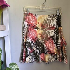 White House Black Market Pink Orange Mini Skater Skirt